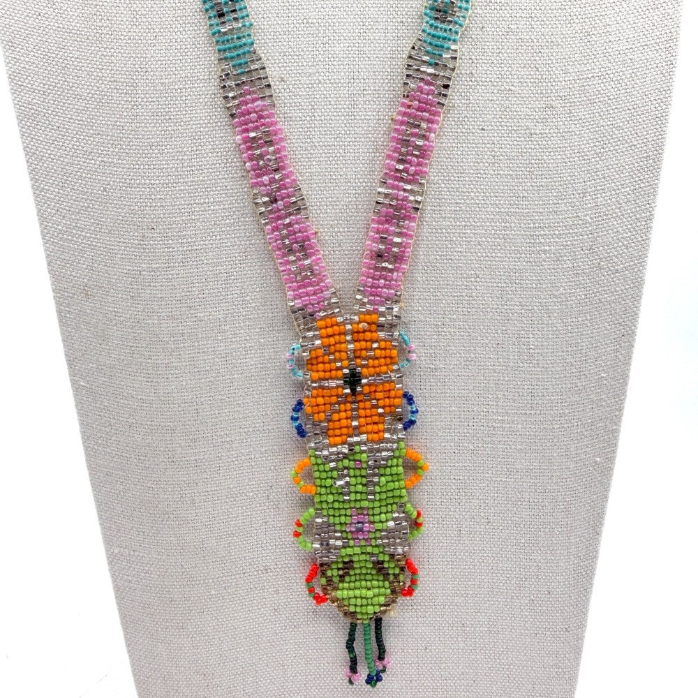 Y2K Bohemian Seed Bead Floral Necklace Statement Festival Layering Gift Idea 90s